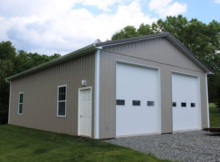 two-bay metal garage kit built in pennsylvania